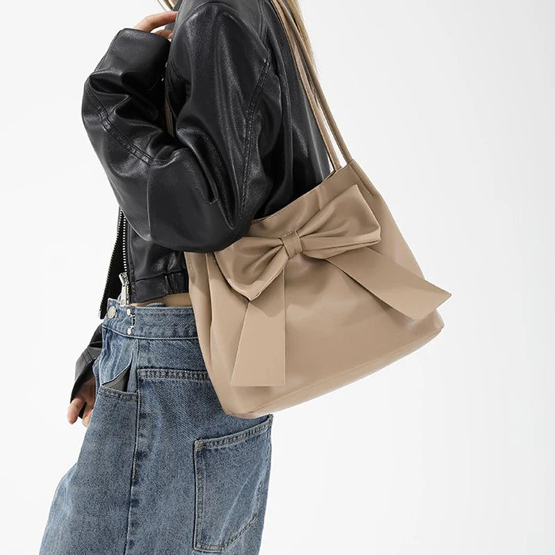 Fashion Bow Handlebags For Women Shoulder Bags Leisure Armpit Bag Shopping Versatile Bags Dumpling Handbag Female Hand Bags