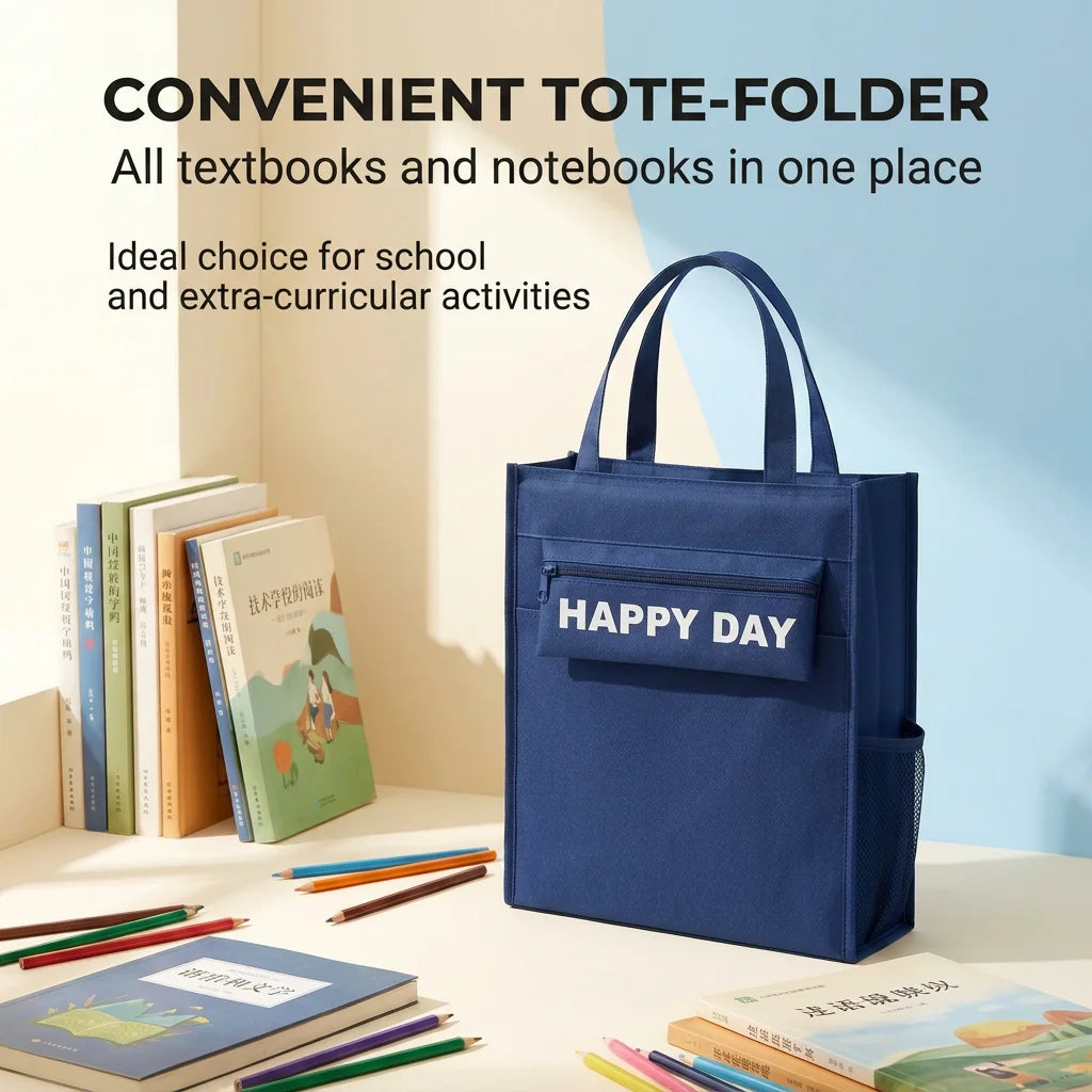 School Tote Bag Large Capacity A4 Book Handbag Oxford Waterproof Student Tutoring Bag Document Storage Bag For Boys Girls