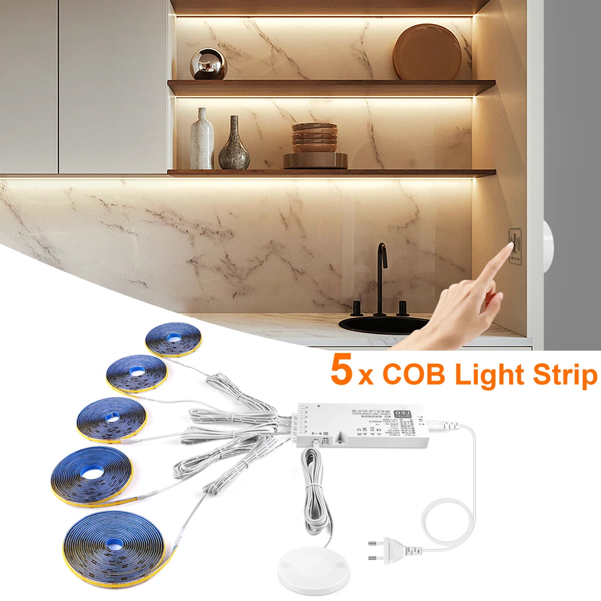 Embeddable Linear COB Strip Light Self-Adhesive LED Tape Home Office Shop Wood Grain Grille Curtain Wall Embedded Ceiling Decor