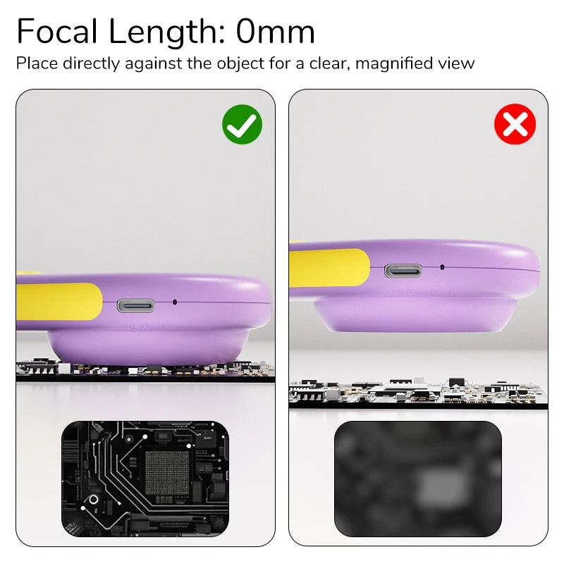 Digital Magnifier 2.0'' IPS Screen 2.0MP Purple Handheld Video Microscope Camera 50X Magnification 8LEDs With Magnifying Glass