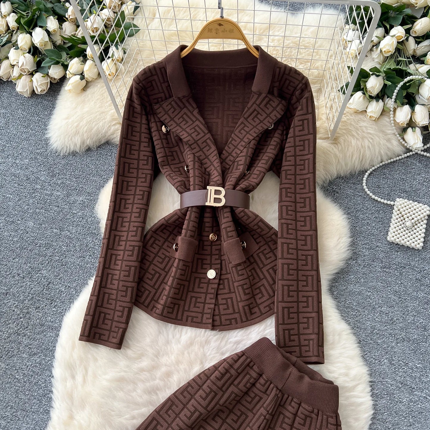 Pant Set Women Two Piece Sets Turn Down Collar Full Sleeve Tops Wide Leg Long Pants High Elastic Waist Y2k Streetwear Elegant