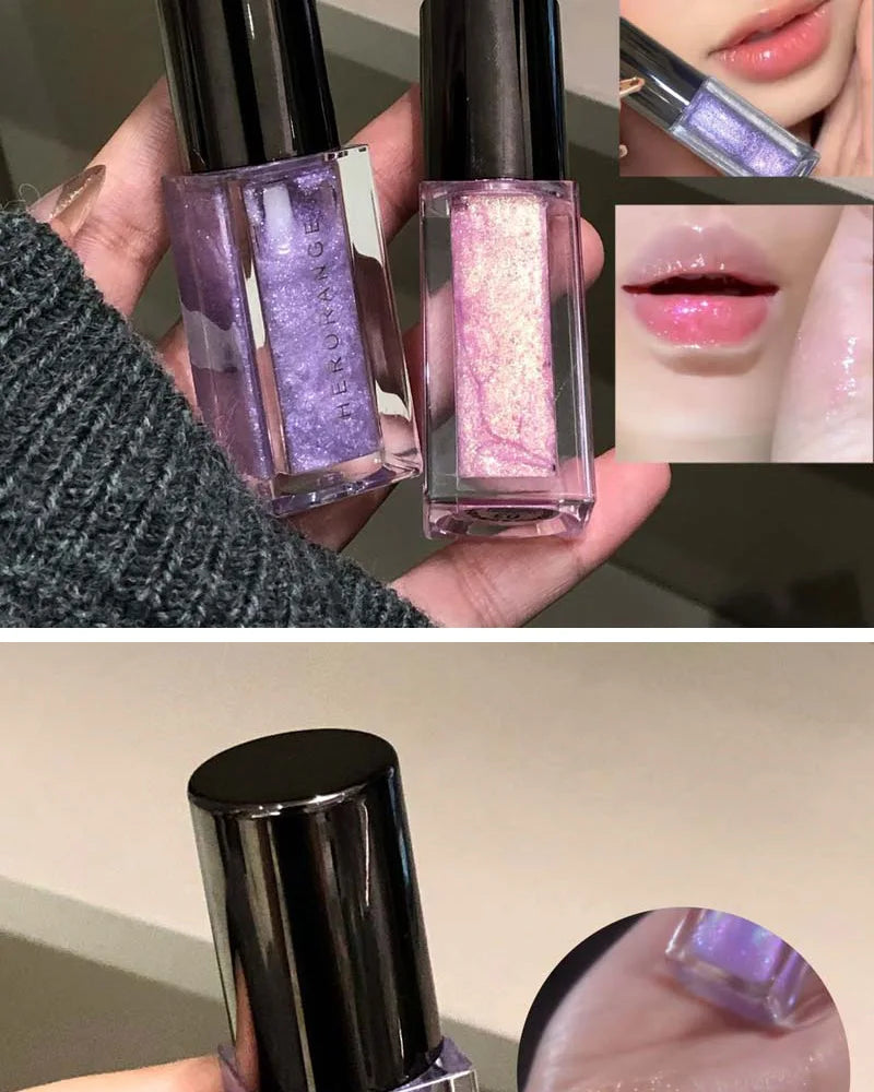 Shiny Glitter Lip Gloss Mirror Water Light Lip Glaze Long Lasting Moisturizing Lipstick Pearl Shimmer Lip Oil For All Skin Types