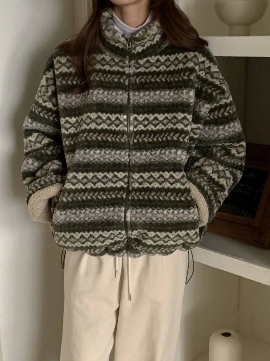 Winter Clothing with Retro Patterns  Thickened Warm Cotton Jacket for Women