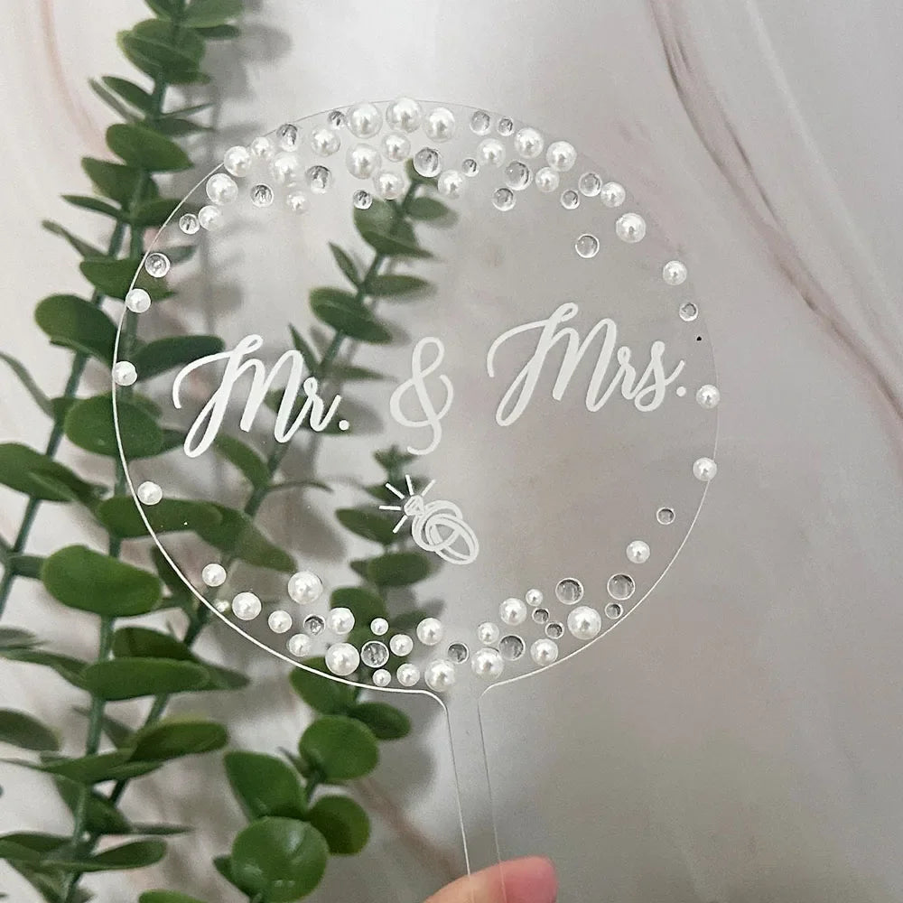 Mr and Mrs Cake Topper Bride and Groom Sign Wedding Engagement Cake Toppers Decorations