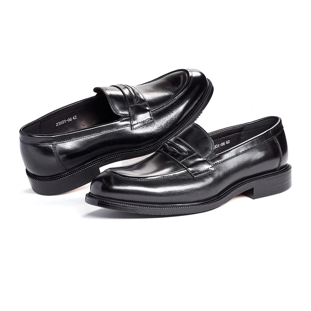 Men's Formal Leather Shoes British Style Oxford Loafers Round Toe Breathable Non-Slip Business Dress Wedding Office Casual Shoes