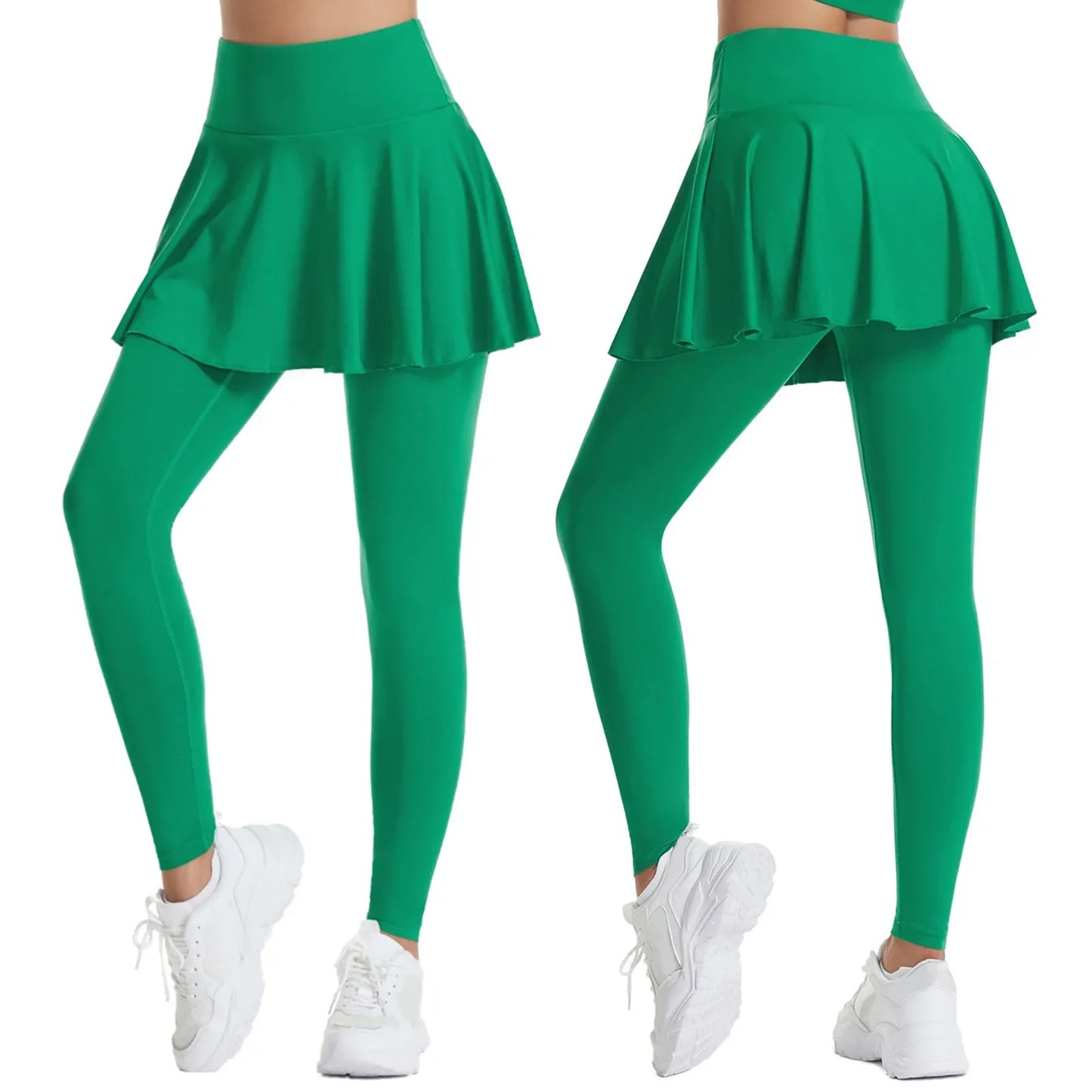 Pants Skirt Combined in One Sweatpants Women's Pocket High Waist Belly Stretch Tight Nine-point Leggings Yoga Pants