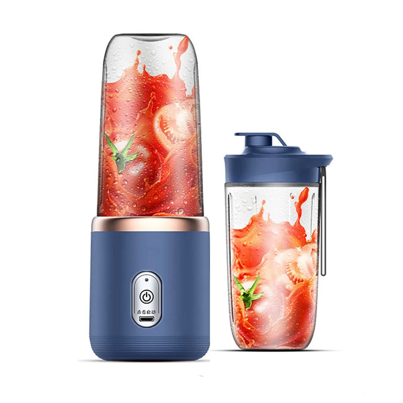 Portable Juicer Cup Smoothie Blender 6 Blade Blender Bottle Household Fruit Juicer Cup USB Rechargeable Juicer Kitchen Tool