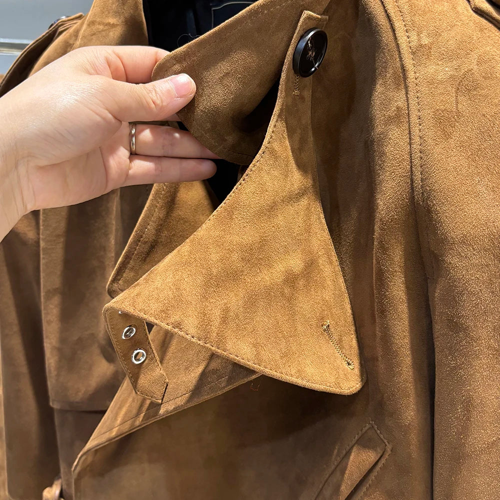 YOLOAgain Wide Shoulder Real Leather Jacket Women Oversized Genuine Leather Cropped Jacket