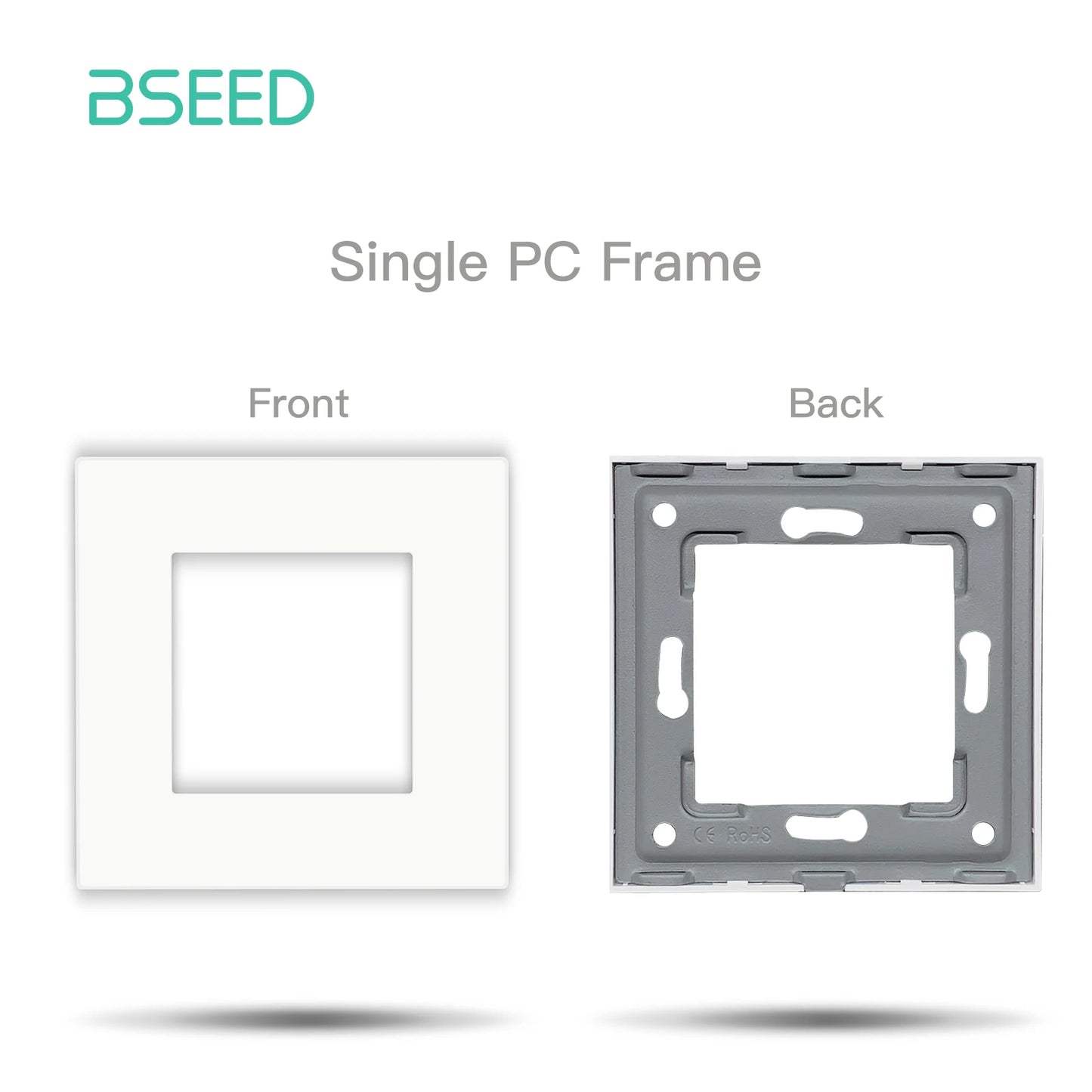 BSEED Only Plastic Frame Panel Single Double Frames Wall Socket Triple Four Frames DIY Part with Metal Frames White Black Golden