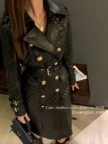 Tajiyane Women's Trench Coats Autumn Spring 100% Genuine Leather Jackets Fashion Sheepskin Coat with Belt Casaco Feminino Gmm830