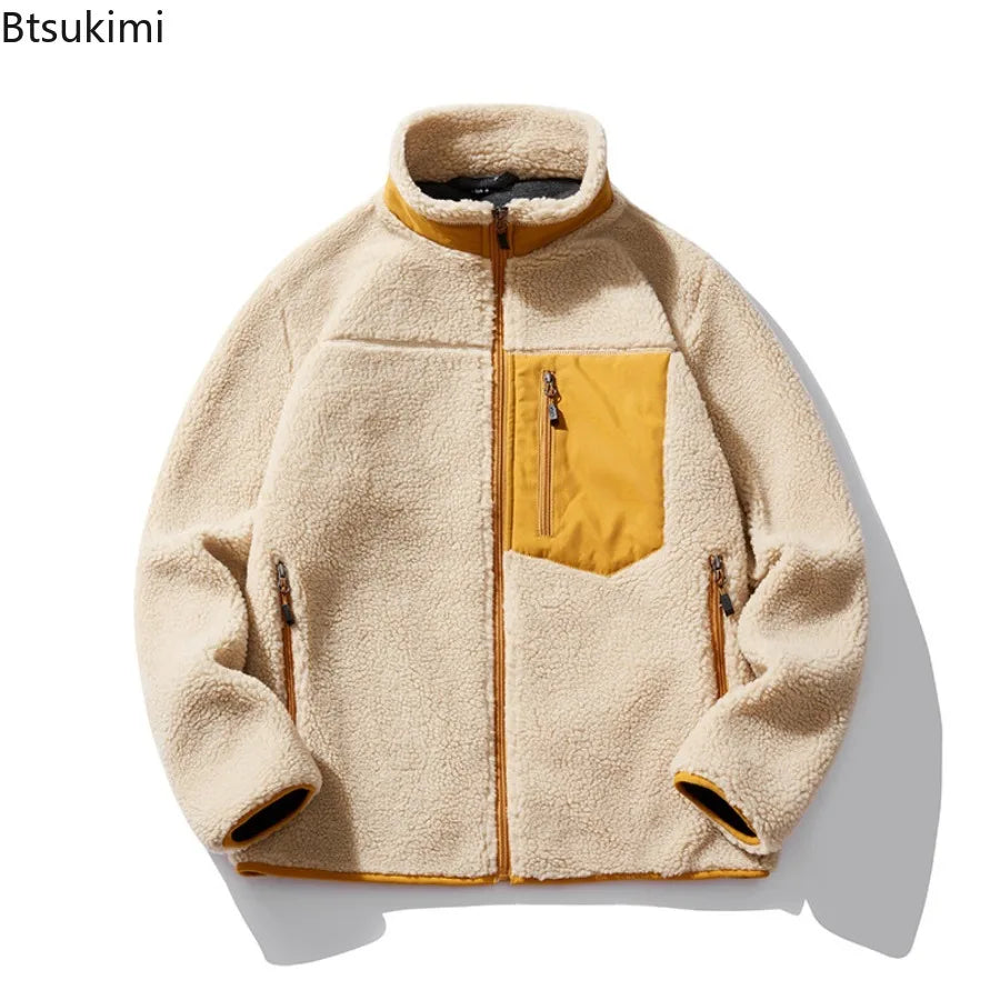 Winter Imitation Lamb Wool Jackets Men's Outdoor Sweater Cashmere Jacket Windproof Coldproof Warm and Comfortable Coats for Men