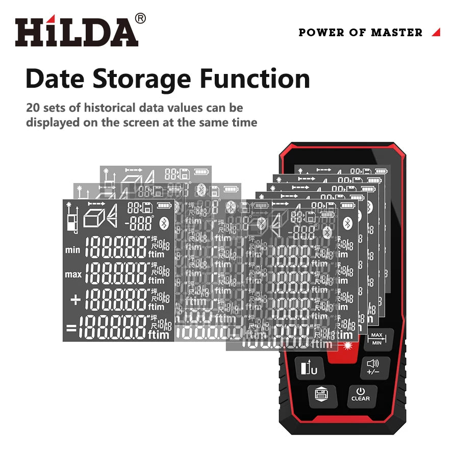 HILDA Laser Distance 100M/120M Rangefinder profesional meter laser range finder Ruler Test Tool
