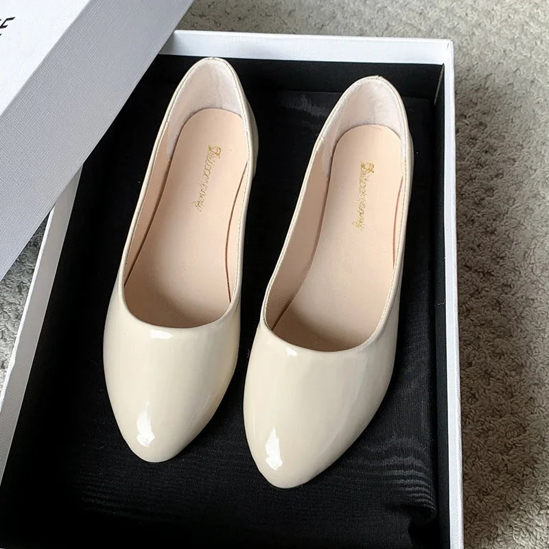 Ladies Formal Flat Shoes Spring Autumn Non-slip Women Black Causal Loafers Uniform Shoes Versatile Women's Ballet Leather Shoes