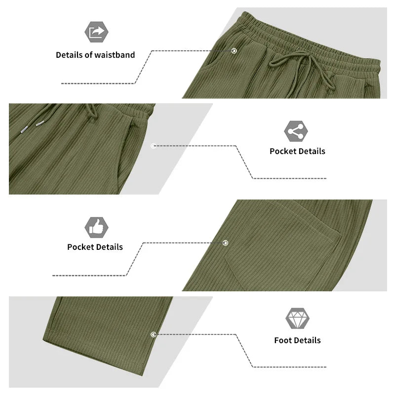 European and American Independent Station Men's Casual Trousers Loose Straight Pants Pit Strips Jacquard Wide Leg Pants
