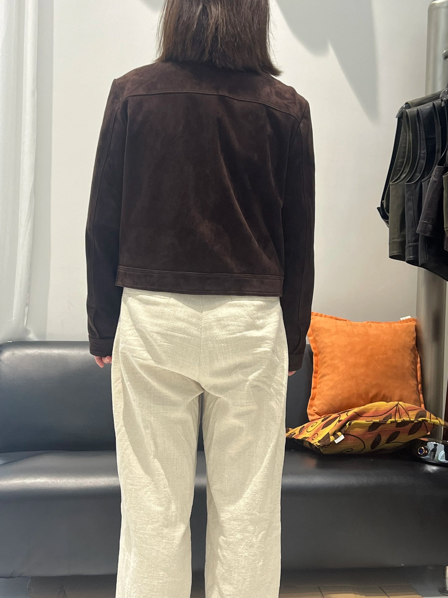 Winter Woman Clothing Old Money Style Retro Chocolate Brown Kid Suede Genuine Leather Jacket Streetwear Collar Slim Short Coat