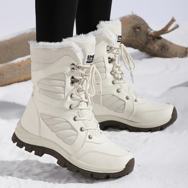 Ladies' Fashionable Snow Boots Solid Color Design Round Toe Style Ultra-fine Fiber Outer Layer Fabric Lining Rubber Sole