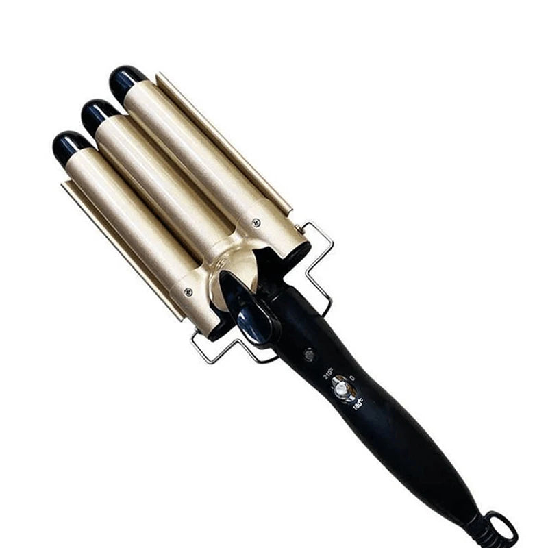 Professional curling iron - large curling three-tube curling iron - rod with water ripple and egg wave cross-border hair styling