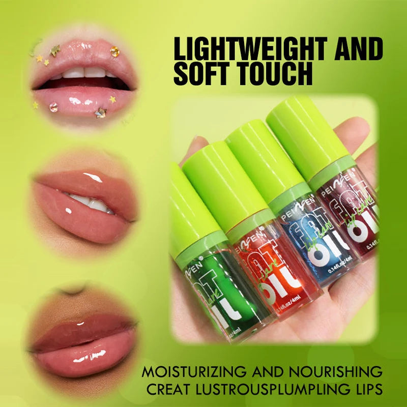 Lip Gloss Oil Kit (4 Colors),Jelly Water Shine Lipstick Set,Long-Lasting Moisturizing Makeup,Lightweight Lipgloss,Fade Lip Lines