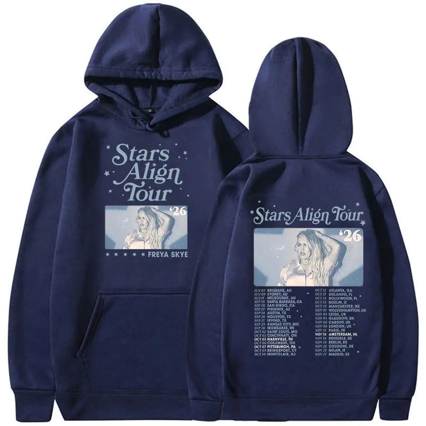 Freya Skye Stars Align Tour 2026 Print Hoodie Men Women Fashion Oversized Vintage Sweatshirt Fleece Clothing Long Sleeve Hoodies
