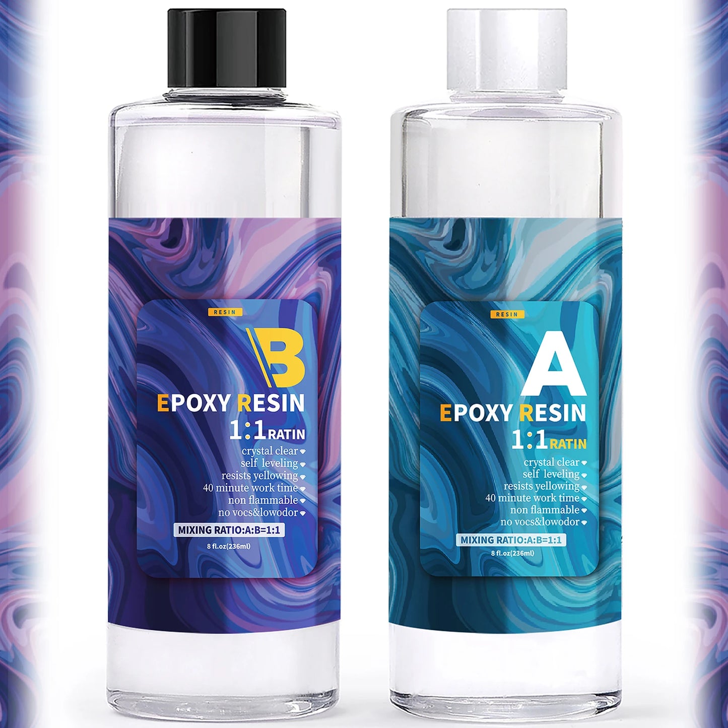 Epoxy Resin Kit, 1:1 Ratio, Crystal Clear, High Gloss Finish, Bubble-Free, Odorless, Non-Toxic, Non-Flammable With Gloves, Stic