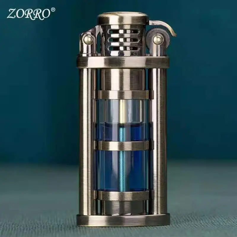 ZORRO Original Retro Metal Grinding Wheel Kerosine Lighter Transparent Fuel Tank Mini Cigarette Lighter Outdoor Survival Lighter