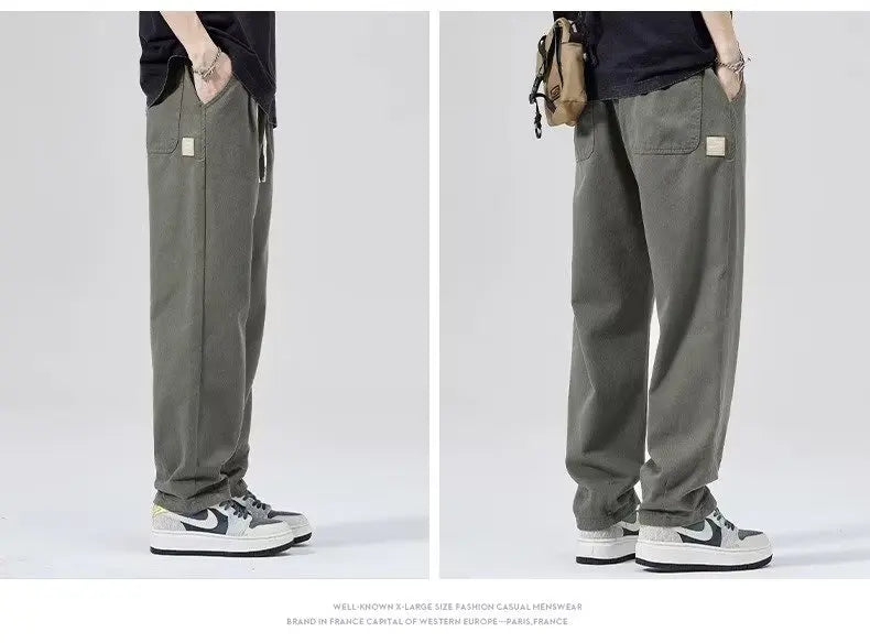 Spring Autumn Men's Loose Straight Leg Casual Sports Pants Trendy Brand Versatile Youthful Sle Long Pants Casual Trousers