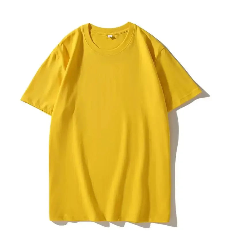 Men Women 100% Cotton  T-shirt Solid Color Trend Leisure Short Sleeve Black White Gray High Quality Heavy Fabric Loose T Shirt