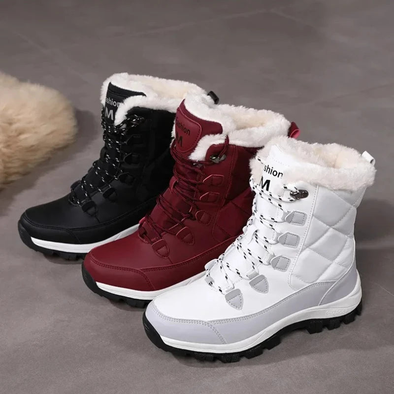 Snow Boots for Women Comfortable Keep Warm Boots Waterproof Platform Shoes Casual Plush Flat Shoes Fashion Winter Women Sneakers
