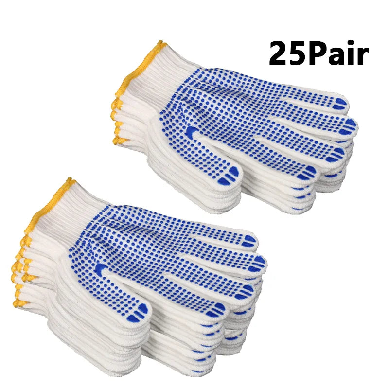 10 pairs of household gardening labor protection elastic rubber dot gloves work professional anti-slip wear-resistant Mittens