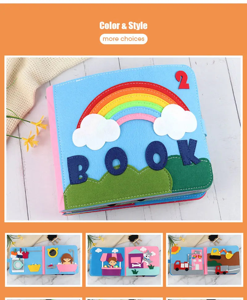 Baby Felt Quiet Books Busy Board Toddler Basic Life Skill Early Learning Education Toys Montessori Story Cloth Book For Boy Girl