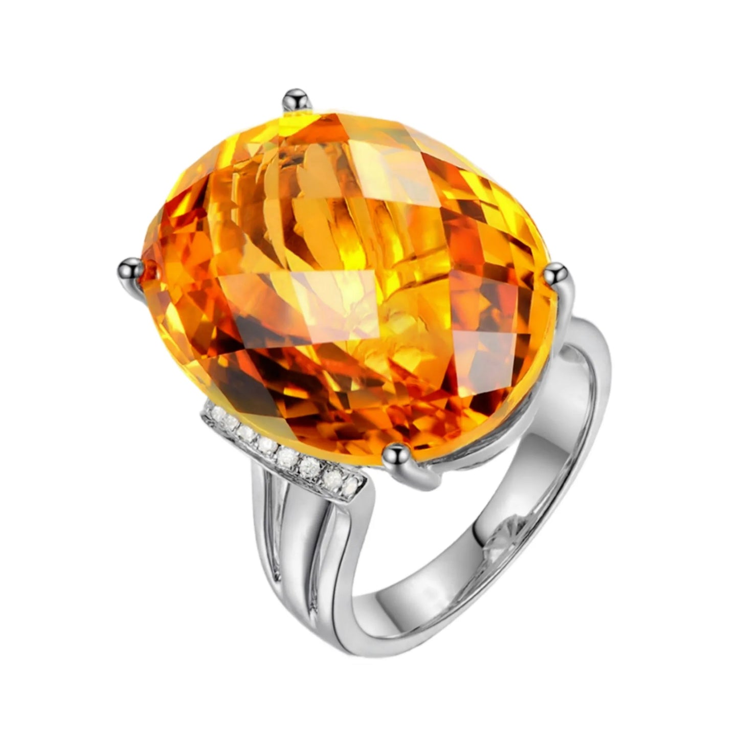 sterling silver 925 Citrine Ring with Yellow Crystal: Elegant Handmade Jewelry Gift for Women, Birthdays & Anniversaries