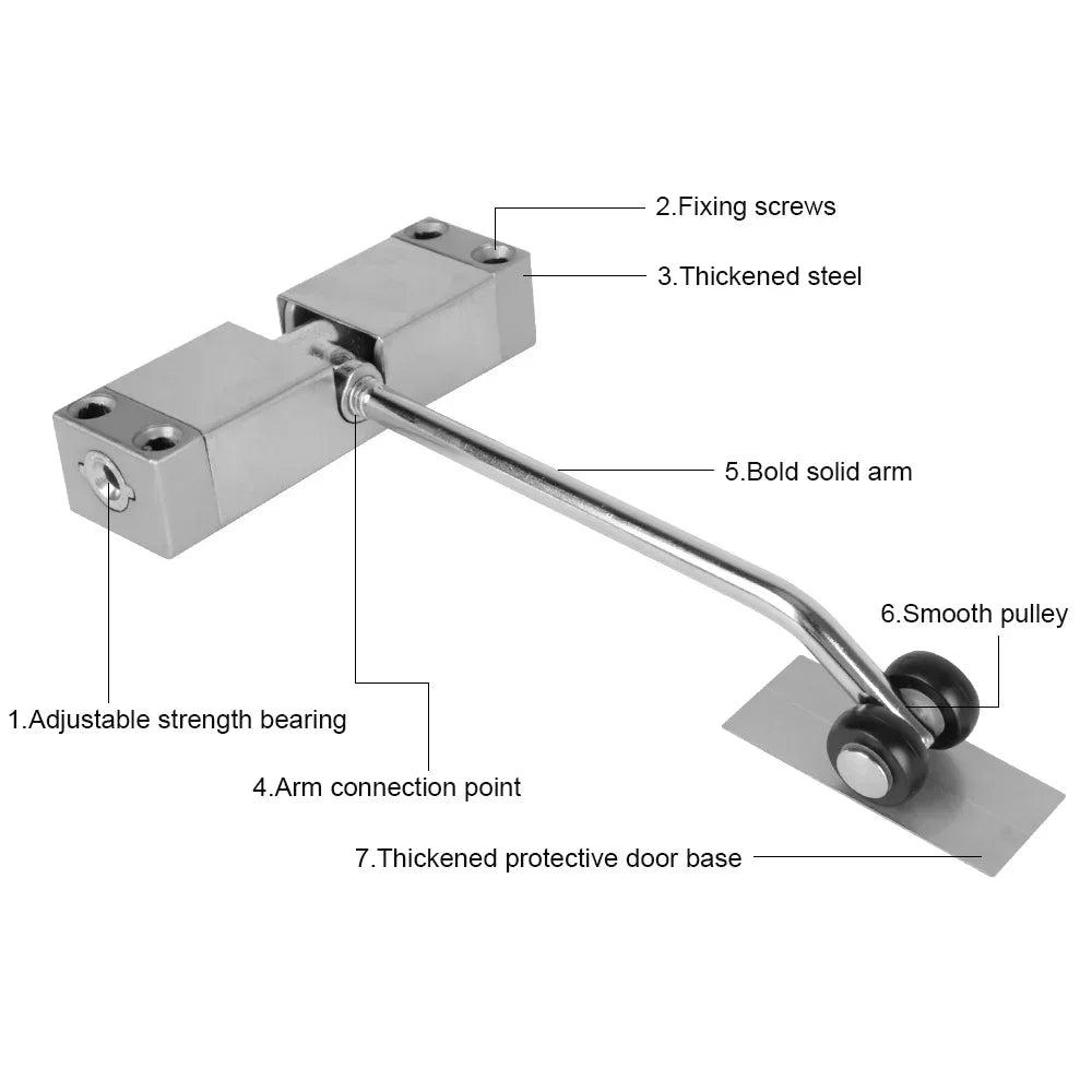 Durable Furniture Door Hardware Automatic Spring Door Closer Adjustable Stainless Steel Door Closing Device Security Lock