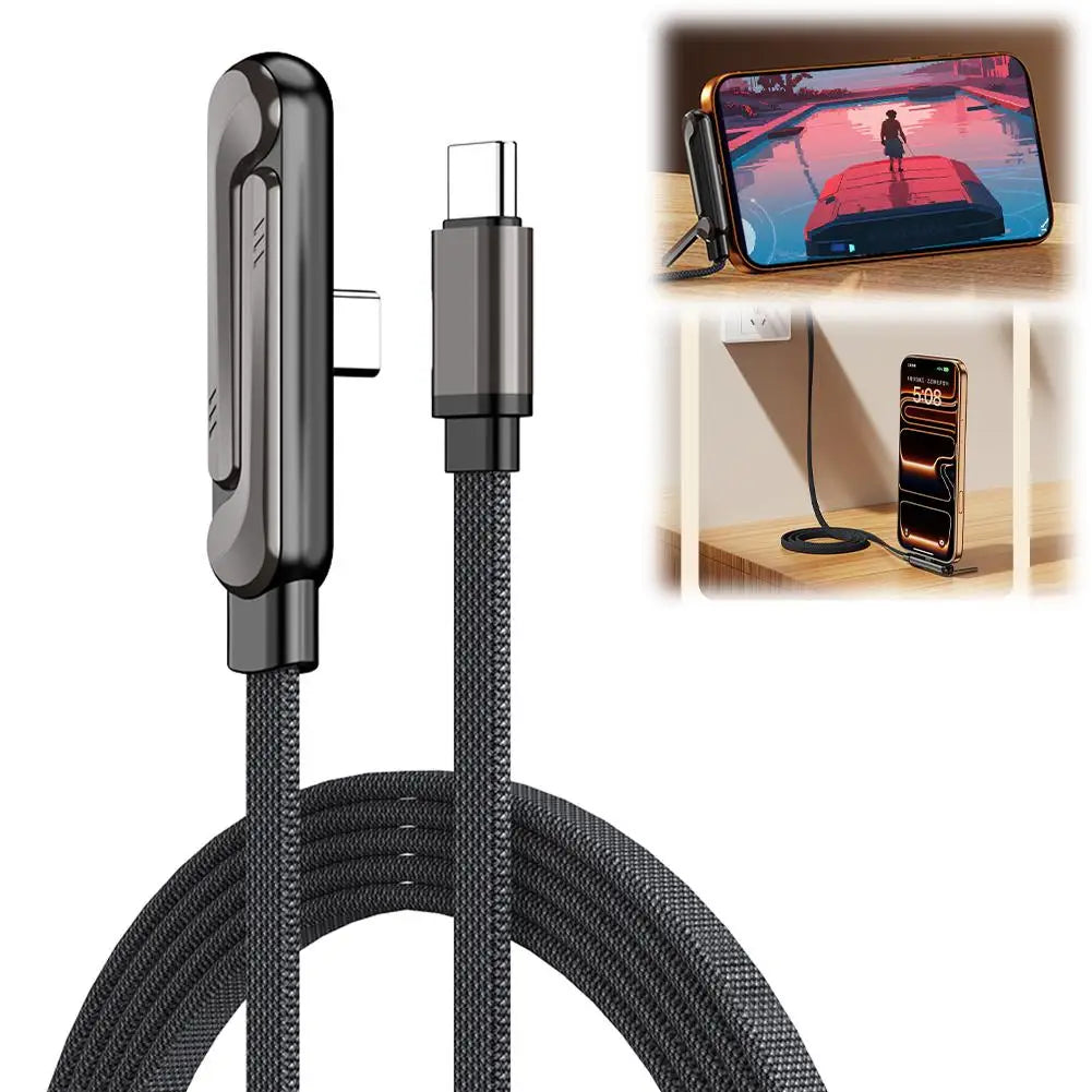 240W Stand Charging Cable, 2-in-1 with Phone Holder for Gaming/Videos, Compatible with iPhone 15-17 & Huawei