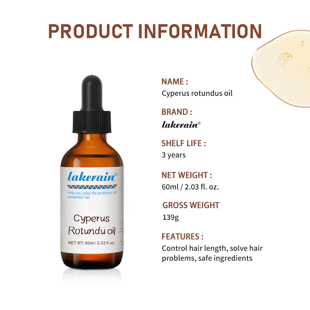 60ml Cyperus Rotundus Oil Nourish the Skin Ingredients are Safe Inhibit Hair Growth Wide Scope of Application Solve Hair Dense P