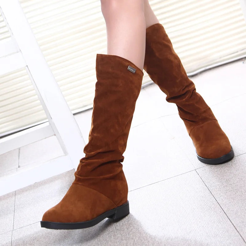 New Winter Shoes Women Snow Boots Flat Non-slip Mid-Calf Boots Soft Brand Ladies Footwear Black Red YX1749