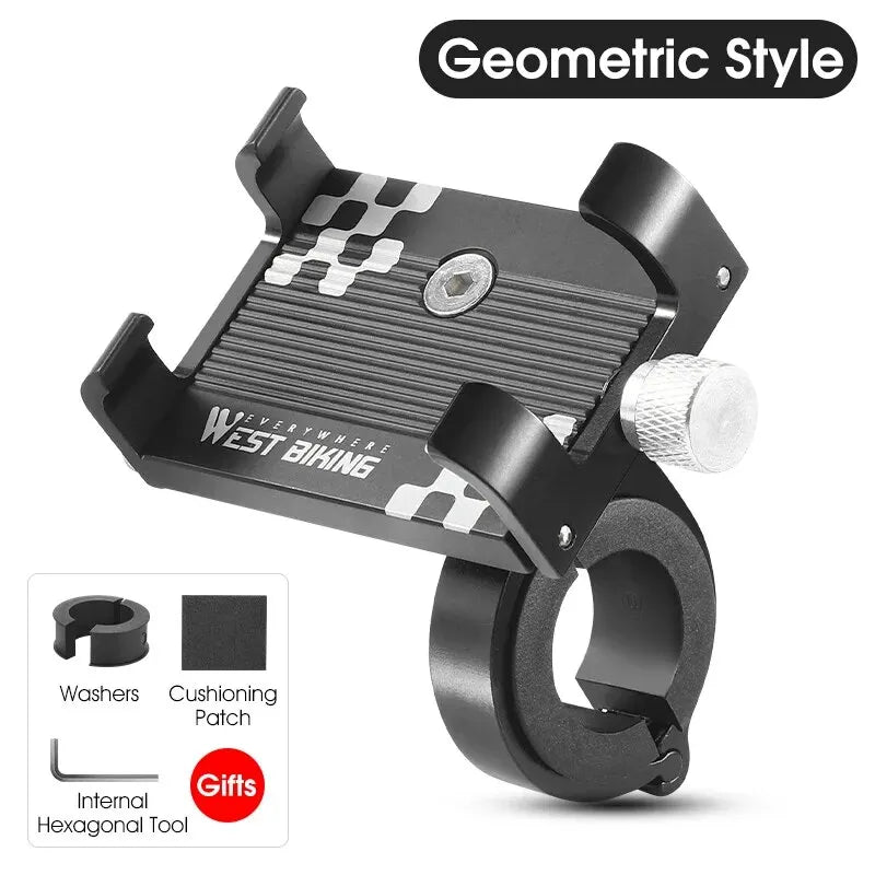 WEST BIKING Cycling Phone Holder Lightweight Aluminum Alloy Bike Handlebar Phone Bracket Phone Mount MTB Road Bike Accessories