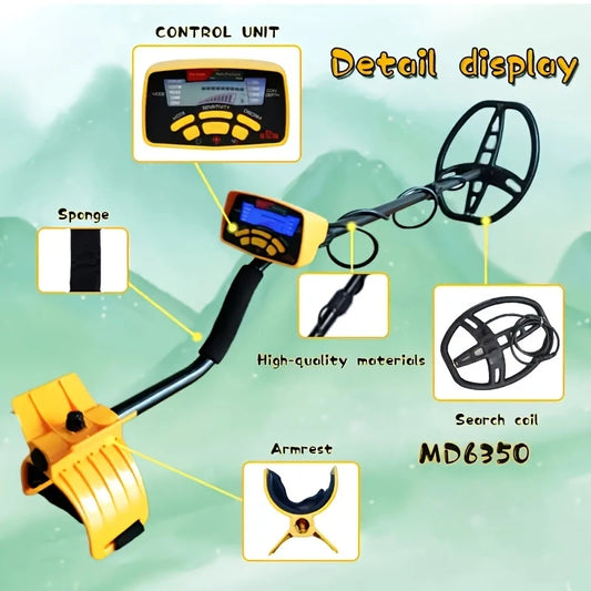 MD-6350 High-sensitivity Metal Detector, a professional treasure hunt detection device for gold Prospectors (Battery-free)