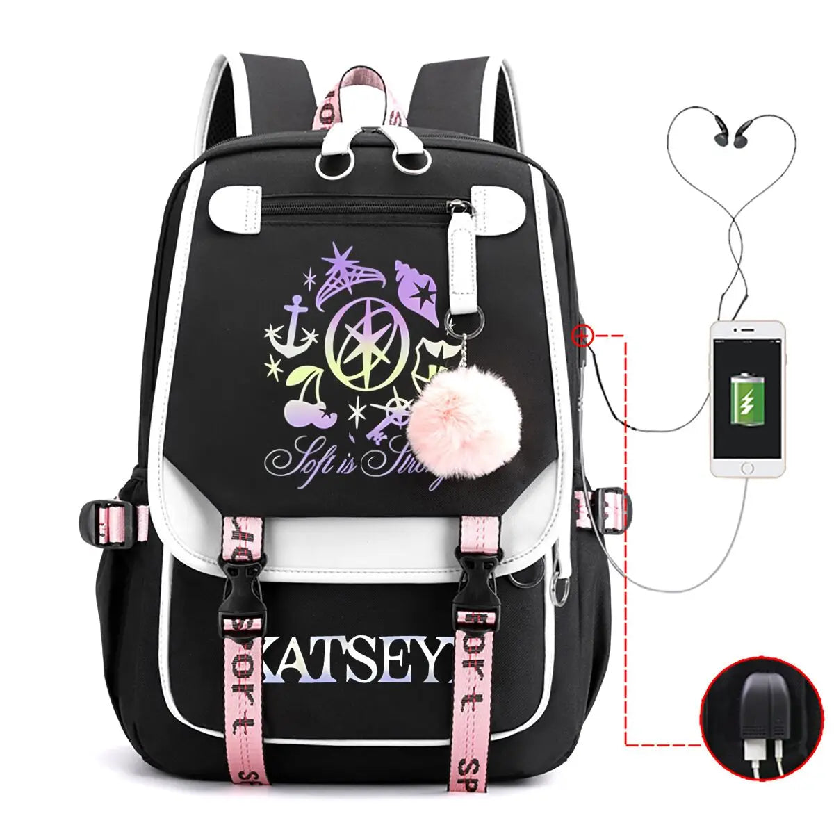 Trendy Girl Group School Bags for Students Girls Large Capacity Travel Book Bag Usb Charging Laptop Backpack Children Backpacks