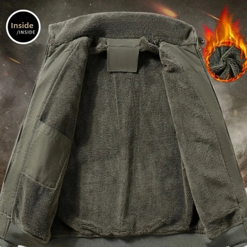 Winter Fashion Trendy Jacket for Men, Padded with Fleece and Thickened Lambswool, Casual and Loose-fitting,Warm Clothing for Men