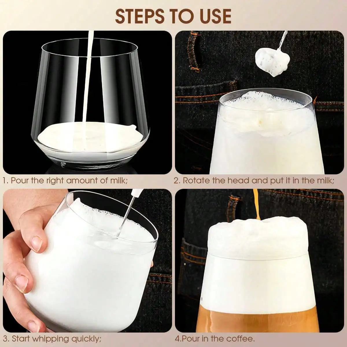 Hand blender Electric whisk blender  and milk frother for coffee, milk, oatmeal, and eggs. Saves time and effort