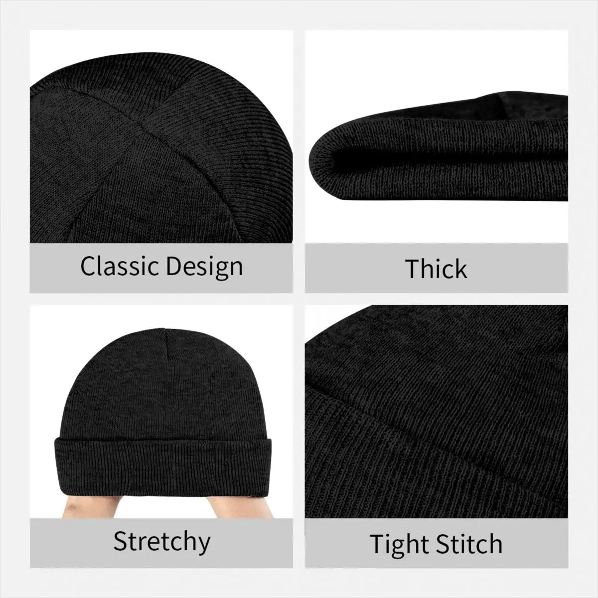 Islamic calligraphy beautiful white on gray Men Women Unisex Knitted Hat Beanie Pullover Cap Winter Thermal Warm Christmas Outdo