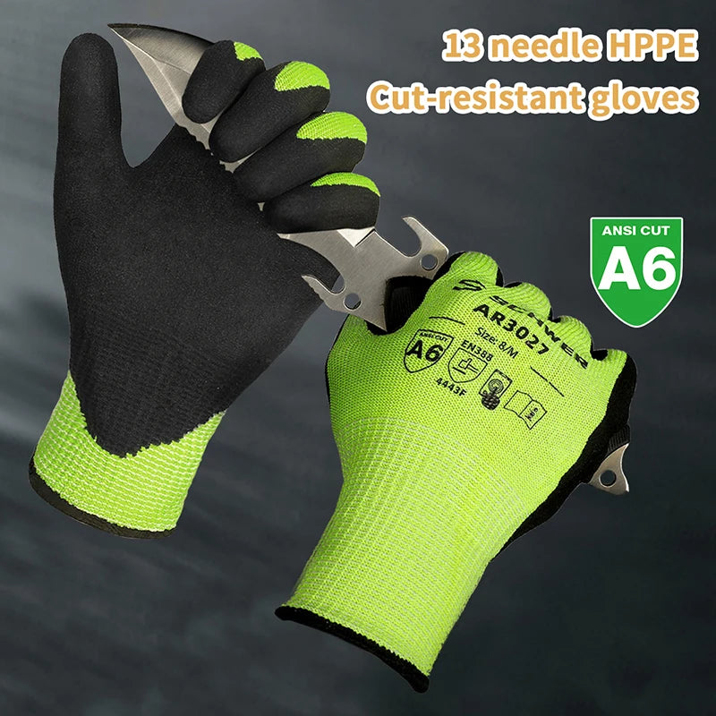 Steel-Wired A6 Gloves Provides anti-cut and anti-stab feature; Non-Slip and Resistant to Wear