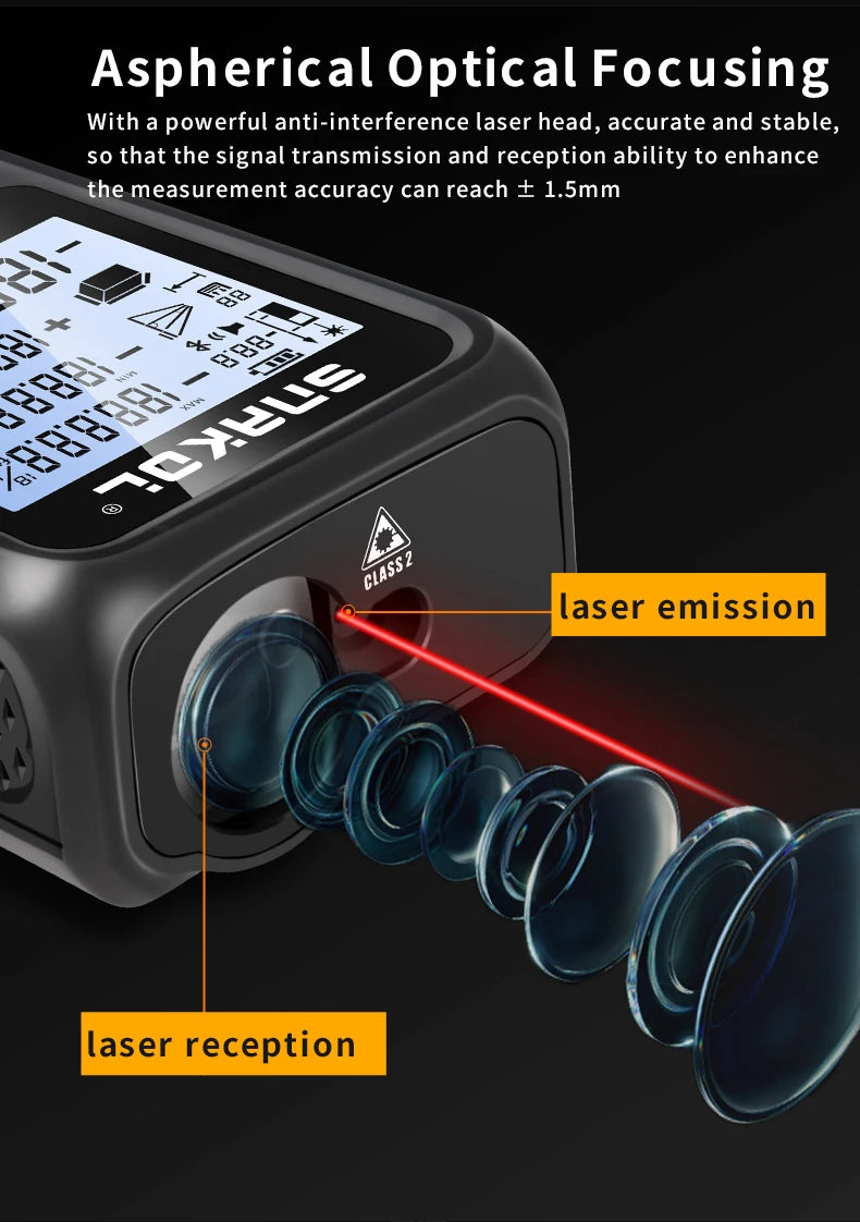 Snakol Laser Distance Meter 50m 70m 100m 120m Digital Range Finder Rechargeable Rangefinder Laser Tape Measure Electronic Ruler
