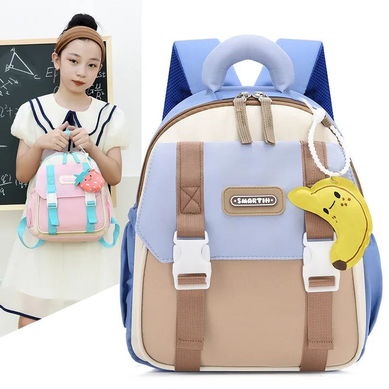 New Large-capacity Backpack Children Kindergarten Backpack Boys Girls Kids Load-reducing Color-blocking Double-shoulder Bag