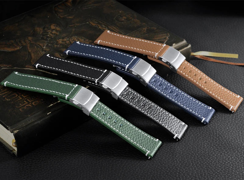 Genuin Leather Watchband For Huawei Samsung Watch Strap 18mm 24mm 22mm Women Men Black Brown Soft Cowhide Bracelet