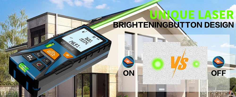 Green Laser Rangefinder 120m Distance Meter Tape Rangefinder Measurement Digital Tape Tool