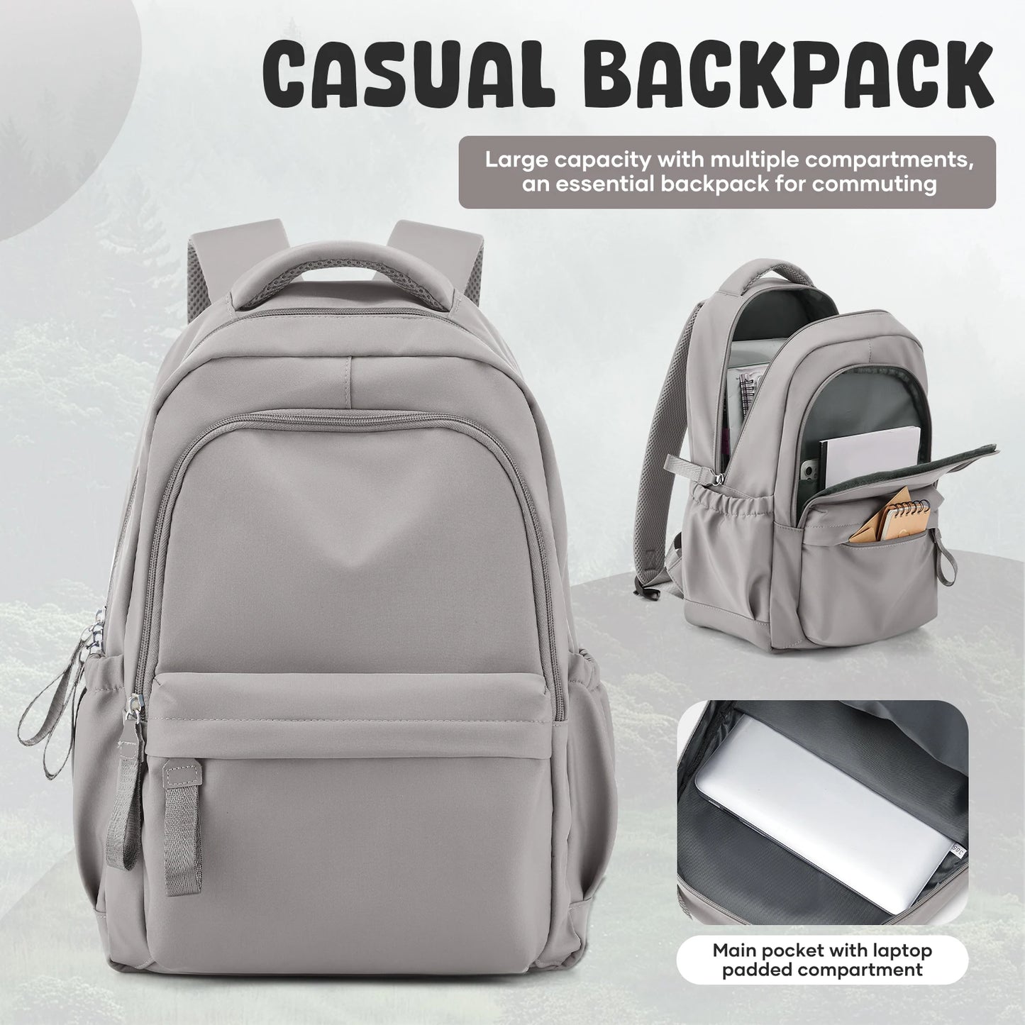 School Backpack For Teen Girls,Waterproof Casual Bookbags,Lightweight Travel Daypack,Basic Laptop College Backpack For Women