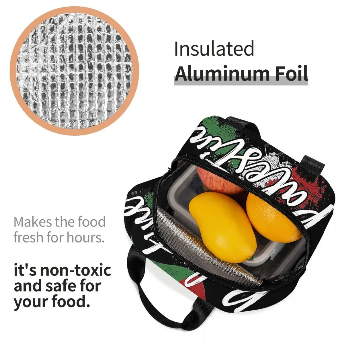 Palestine Flag Insulated Lunch Bags Cooler Bag Lunch Container Large Tote Lunch Box Food Handbags Work Travel