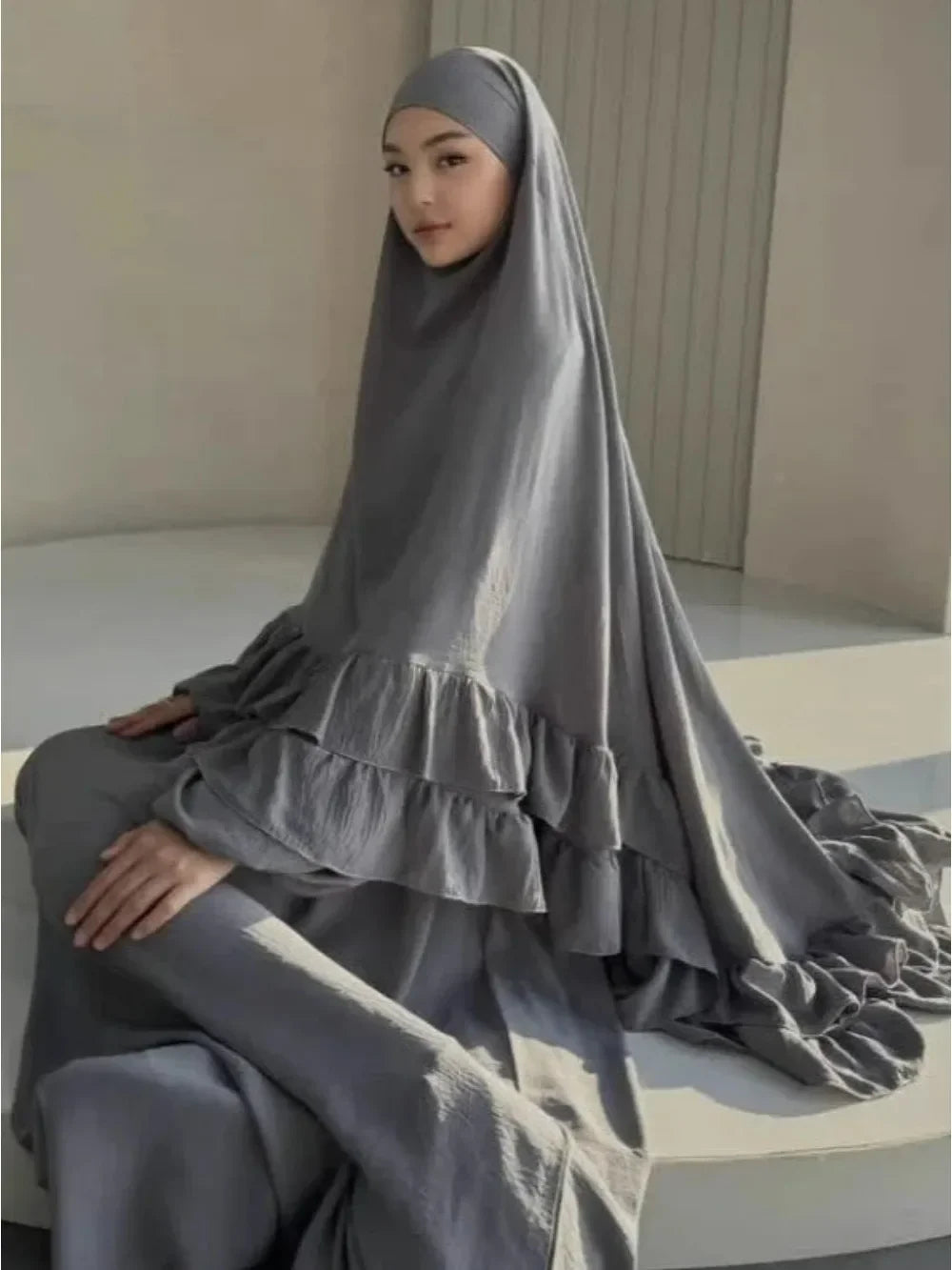Muslim Dresses Hijab 2 Piece Sets Women Prayer Garment Modest Abayas Headscarf Ramadan Kaftan Islam Vestidos Arab Long Robe Suit
