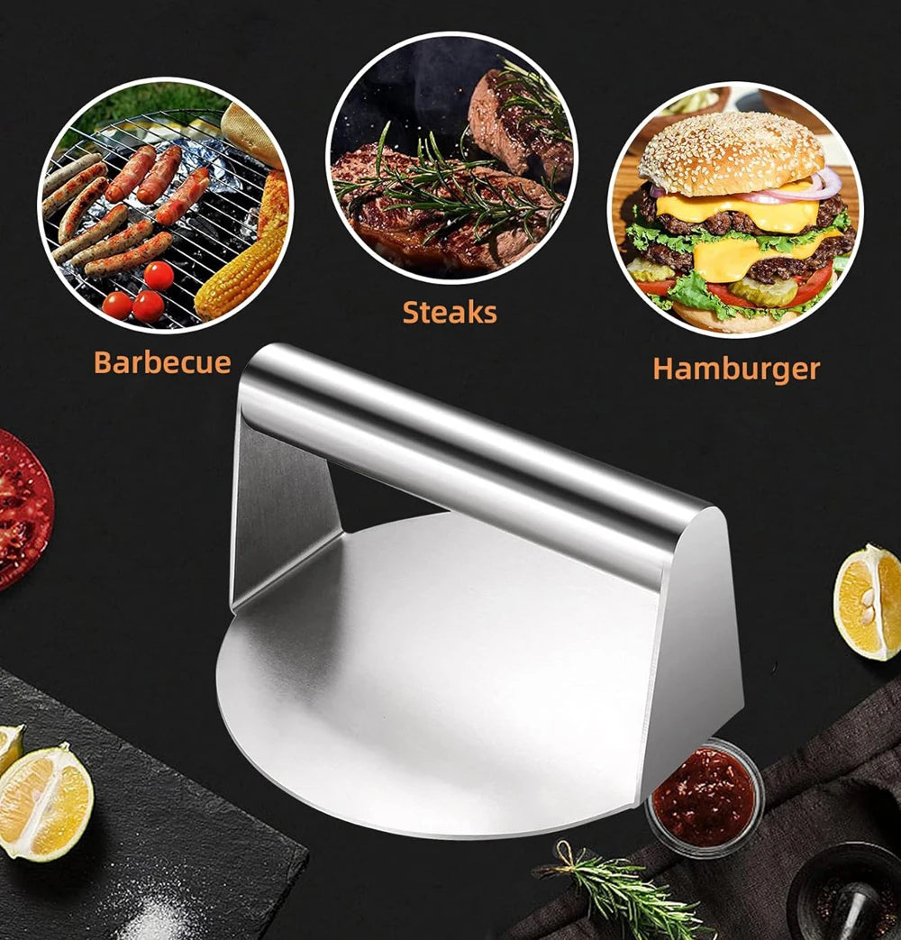 Stainless Steel Smash Burger Press Hamburger Patties Meat Masher Circular Meat Press Mold for Deli Meats Kitchen Accessories